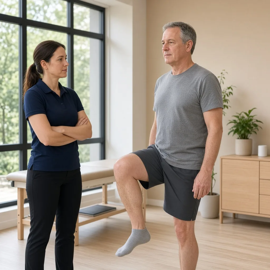 Kinesiology in Port Credit, Mississauga 2 clinician observing a patient during a standing balance assessment